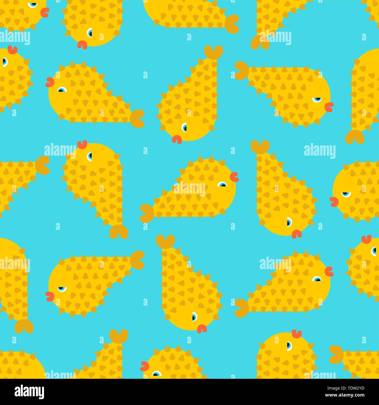 Fish hedgehog pattern seamless. sea animal background. nature underwater ornament Stock Vector