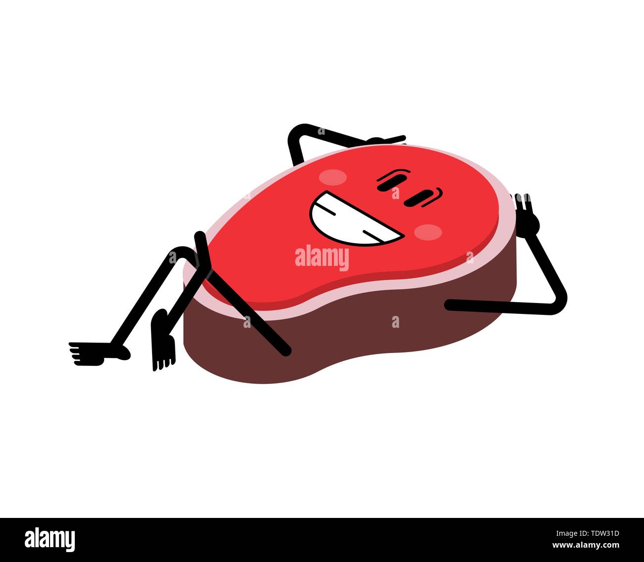 Steak happy. cartoon piece of meat. Vector illustration Stock Vector