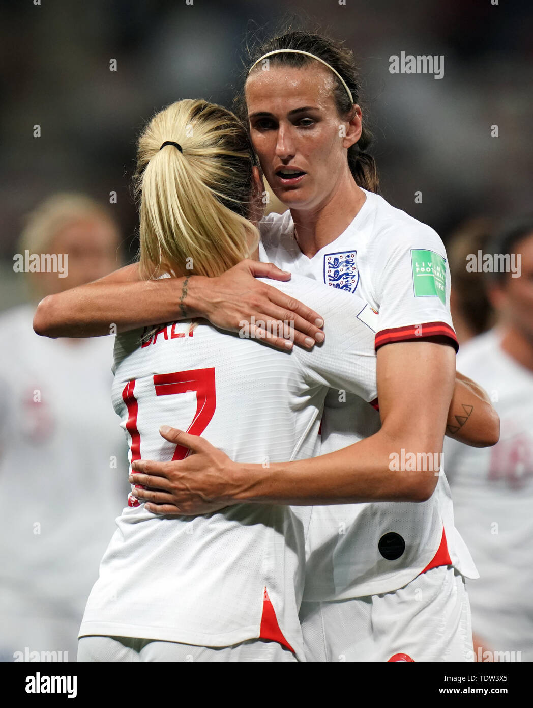 England's Rachel Daly and Jill Scott celebrate victory during the FIFA ...