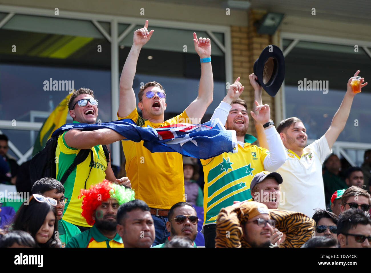 Australia fans celebrate in the stands during the ICC Cricket World Cup