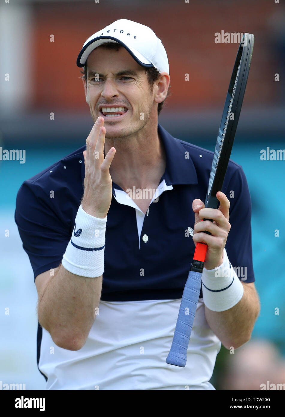 Andy Murray during his doubles match on day four of the FeverTree