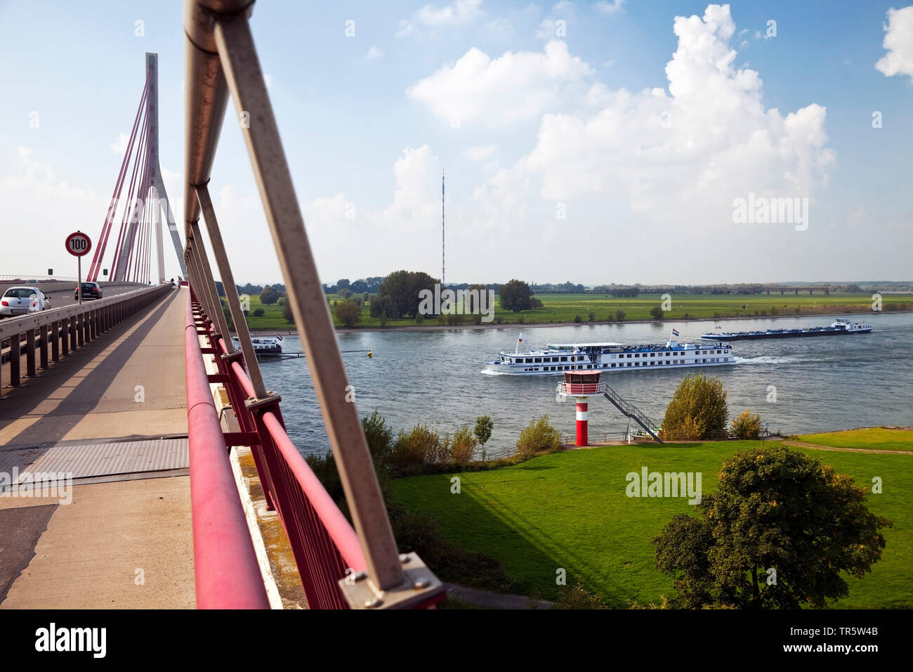 bridge over river Rhine at Wesel, Germany, North Rhine-Westphalia Stock Photo