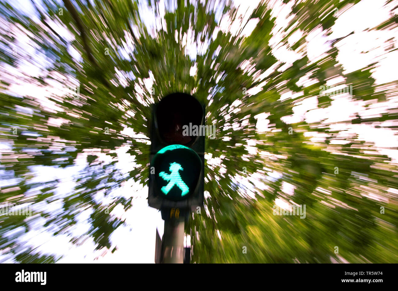green traffic lights, man, Germany, Berlin Stock Photo