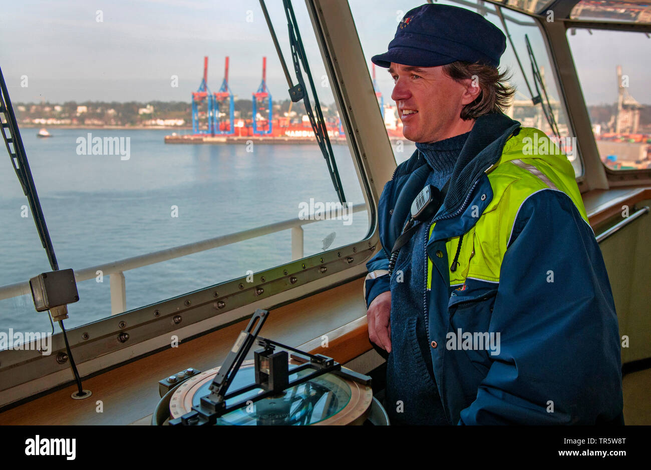 harbour pilot in port if Hamburf, Germany, Hamburg Stock Photo