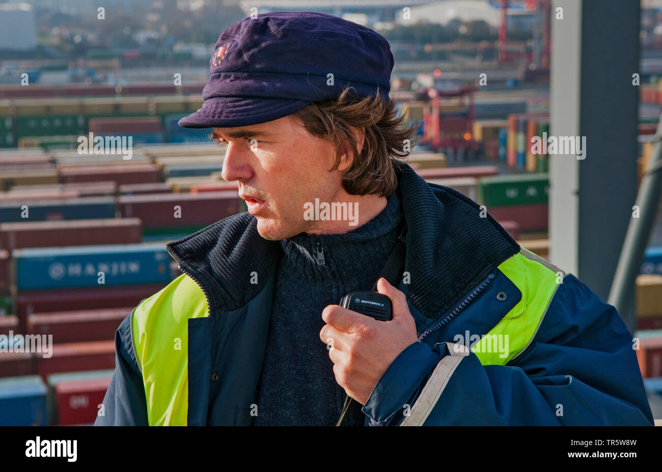 harbour pilot in port if Hamburf, Germany, Hamburg Stock Photo