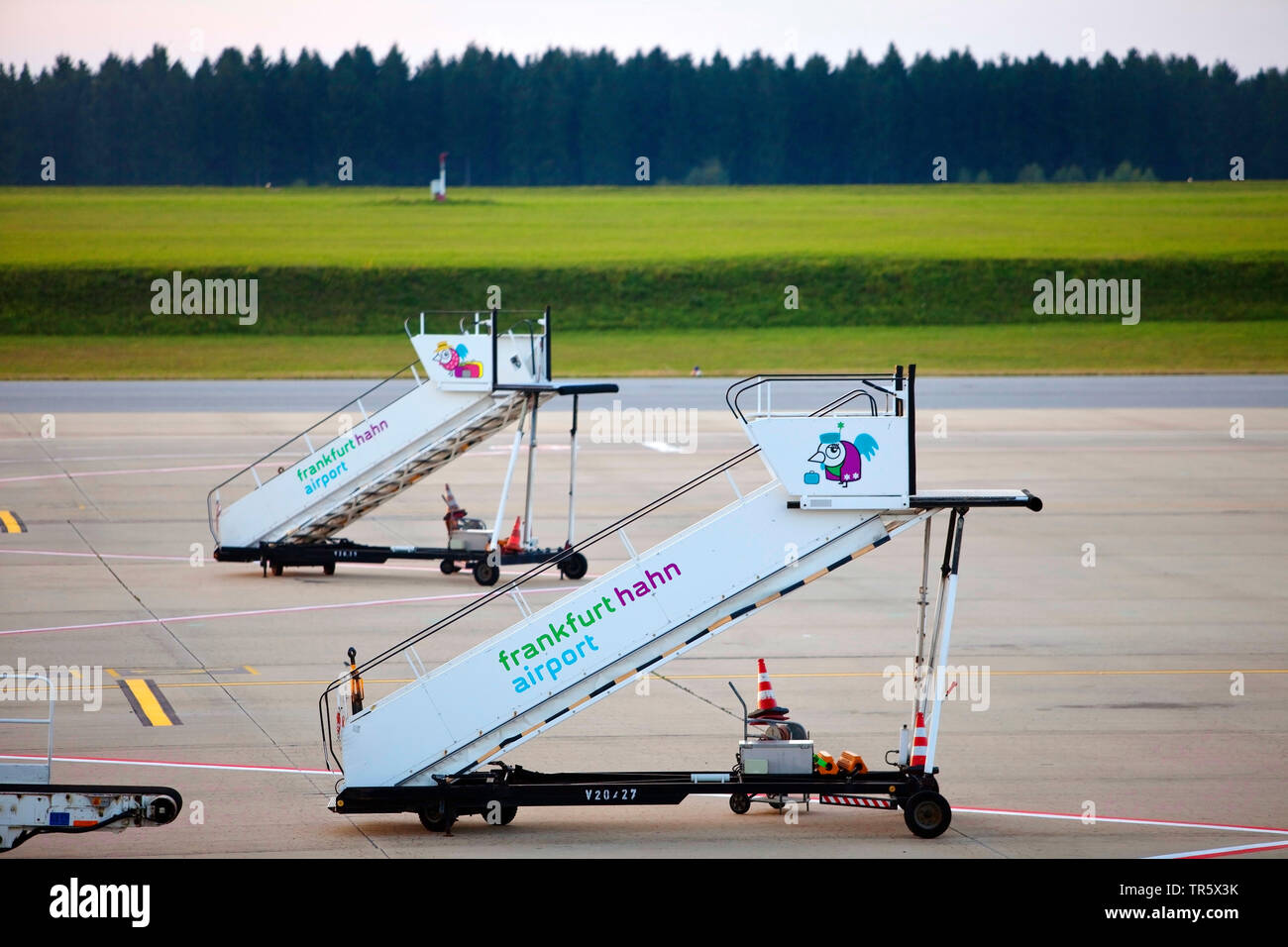 gangways on airport Frankfurt-Hahn, Germany, Rhineland-Palatinate, Flughafen-Hahn Stock Photo