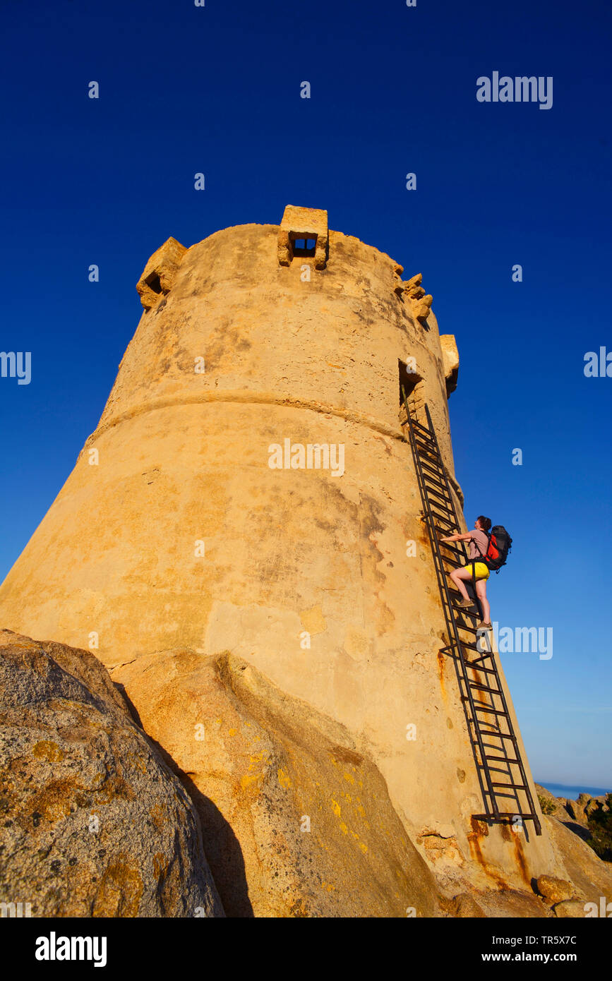 The Genoese tower of Senetosa near the town of Sartene. South east Corse, France, Corsica, Sartene Stock Photo
