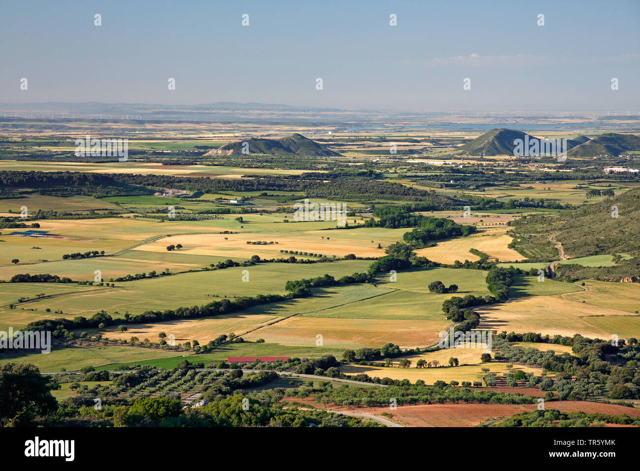 diverse agricultural landscape in Sarsamacuello, Spain, Aragon, Sarsamacuello Stock Photo