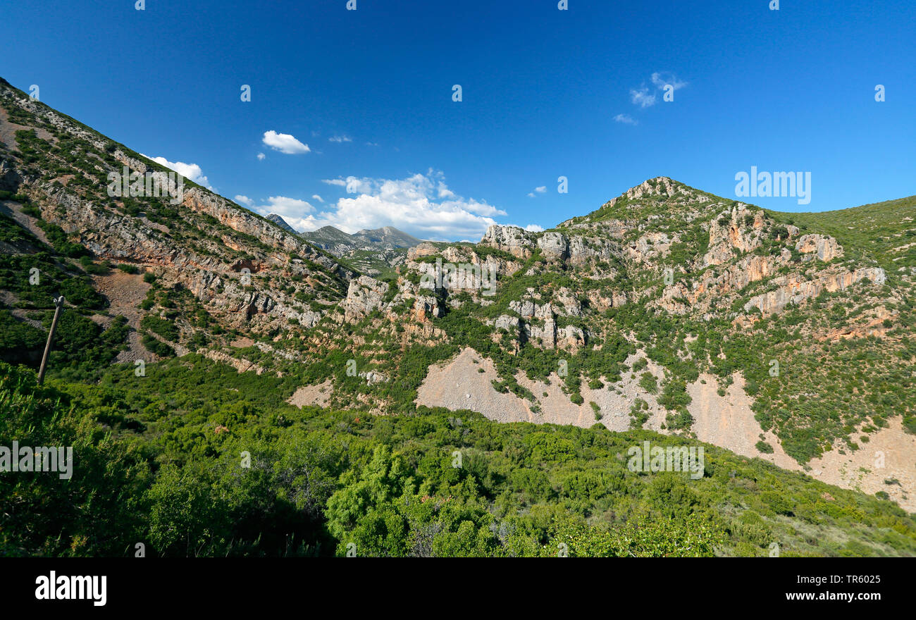 mountain landscape of Sierra de Guara, Spain, Aragon, Huesca, Vadiello Stock Photo