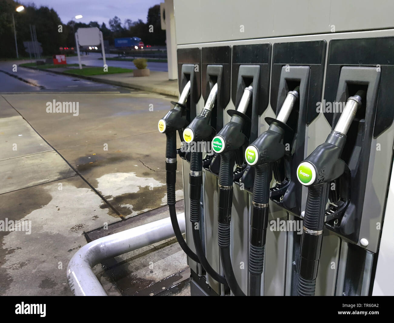 petrol pump for diesel and super, Germany Stock Photo
