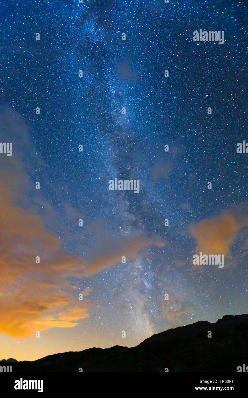 starry night over Grimsel Pass, Switzerland Stock Photo