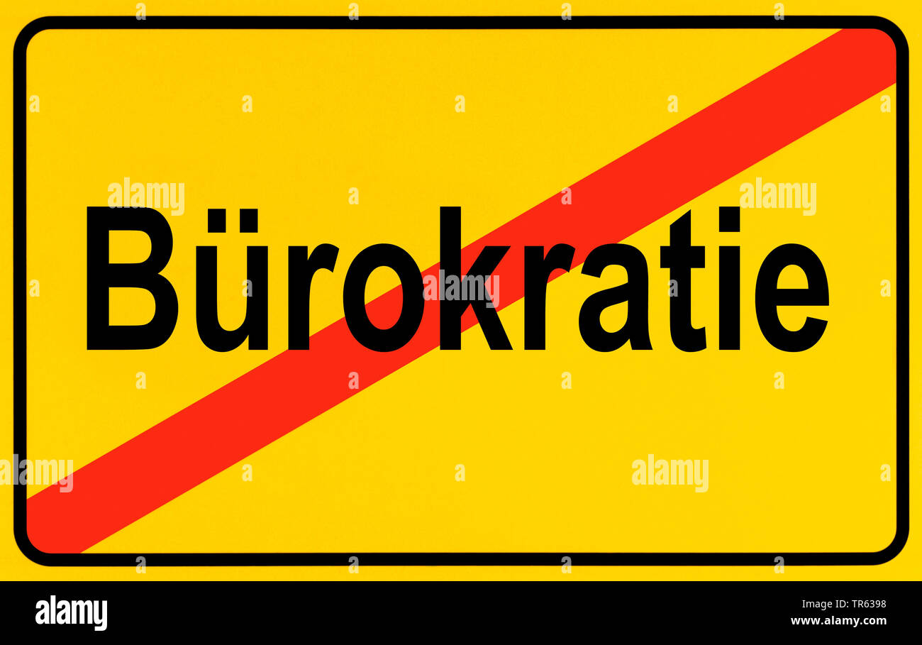 city limit sign Buerokratie, bureaucracy, Germany Stock Photo