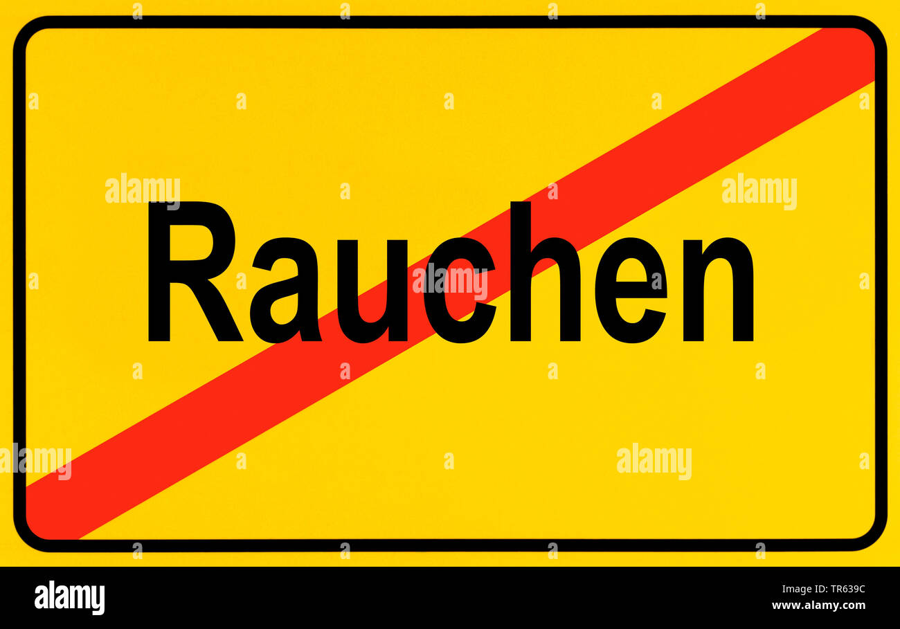 city limit sign Rauchen, smoking, Germany Stock Photo