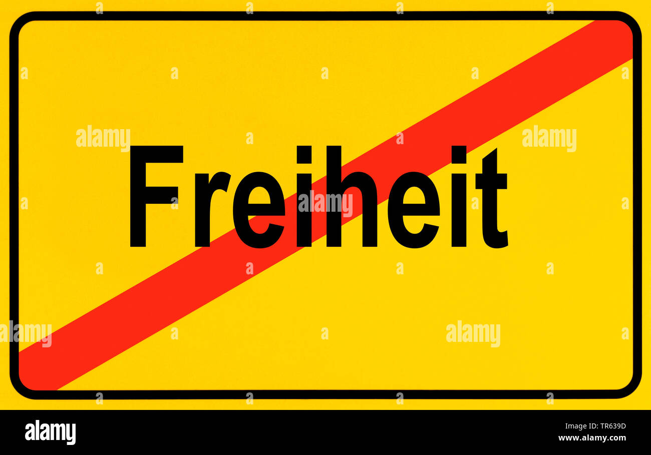 city limit sign Freiheit, freedom, Germany Stock Photo