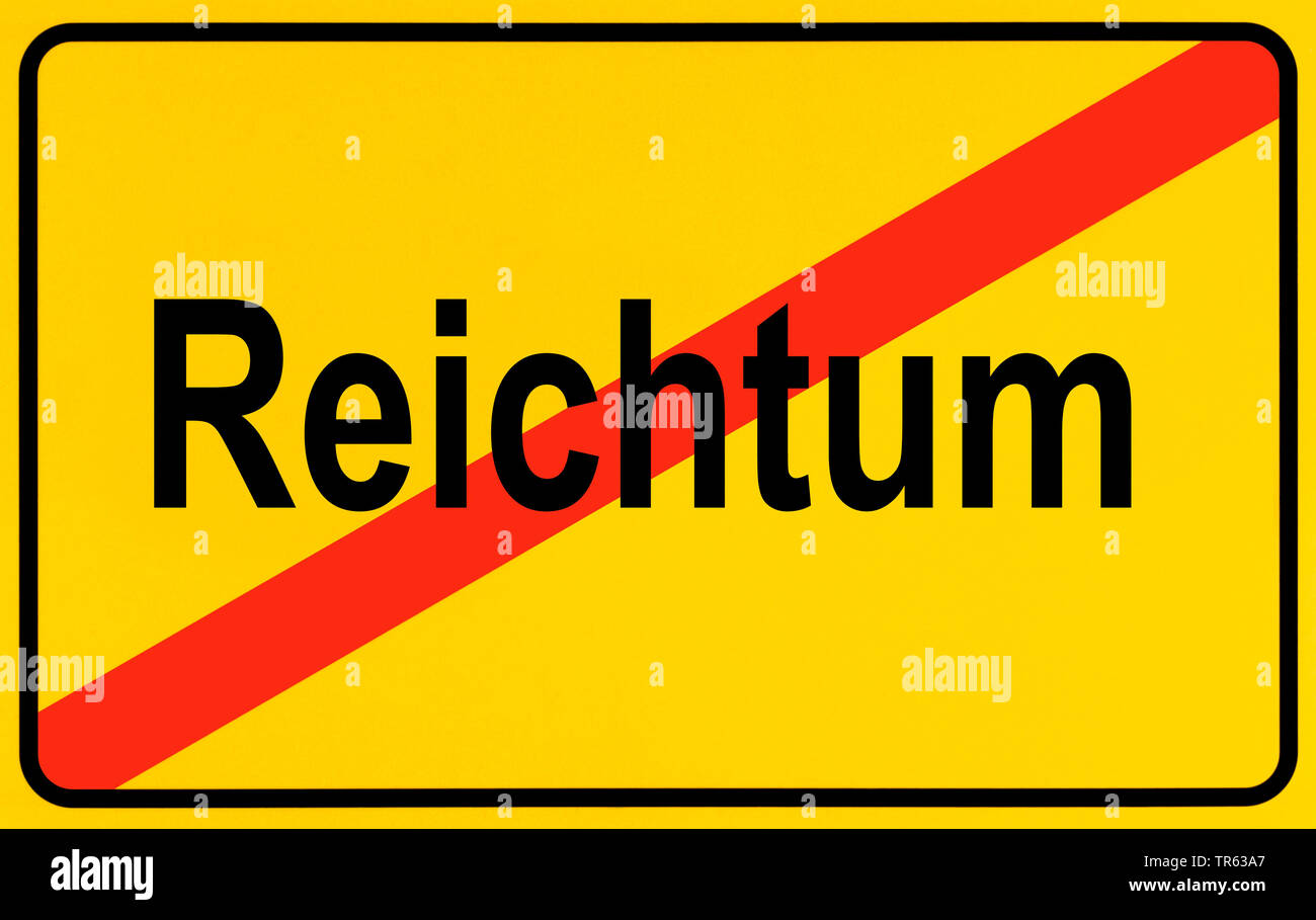 city limit sign Reichtum, wealth, Germany Stock Photo