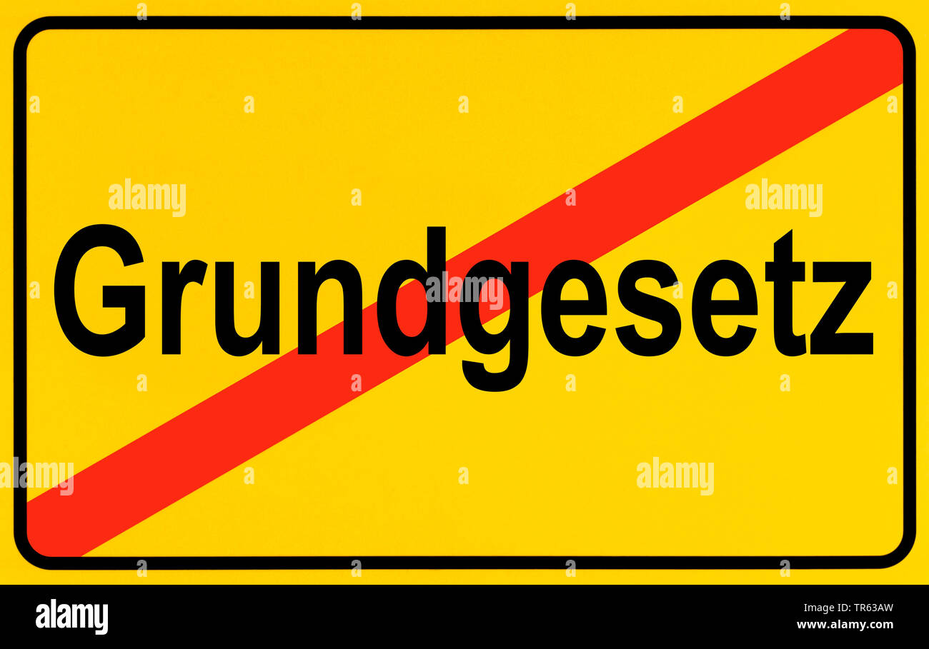 city limit sign Grundgesetz, basic law, Germany Stock Photo Alamy