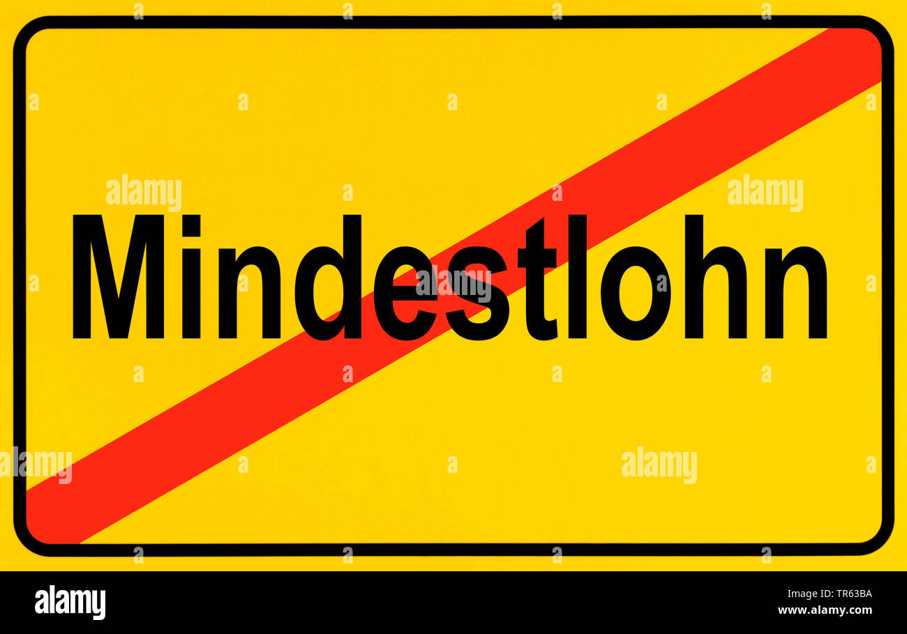 city limit sign Mindestlohn, minimum wage, Germany Stock Photo Alamy