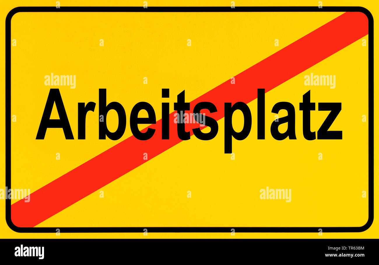 city limit sign Arbeitsplatz, employment, Germany Stock Photo
