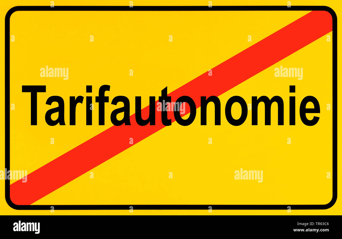 city limit sign Tarifautonomie, tariff autonomy, Germany Stock Photo