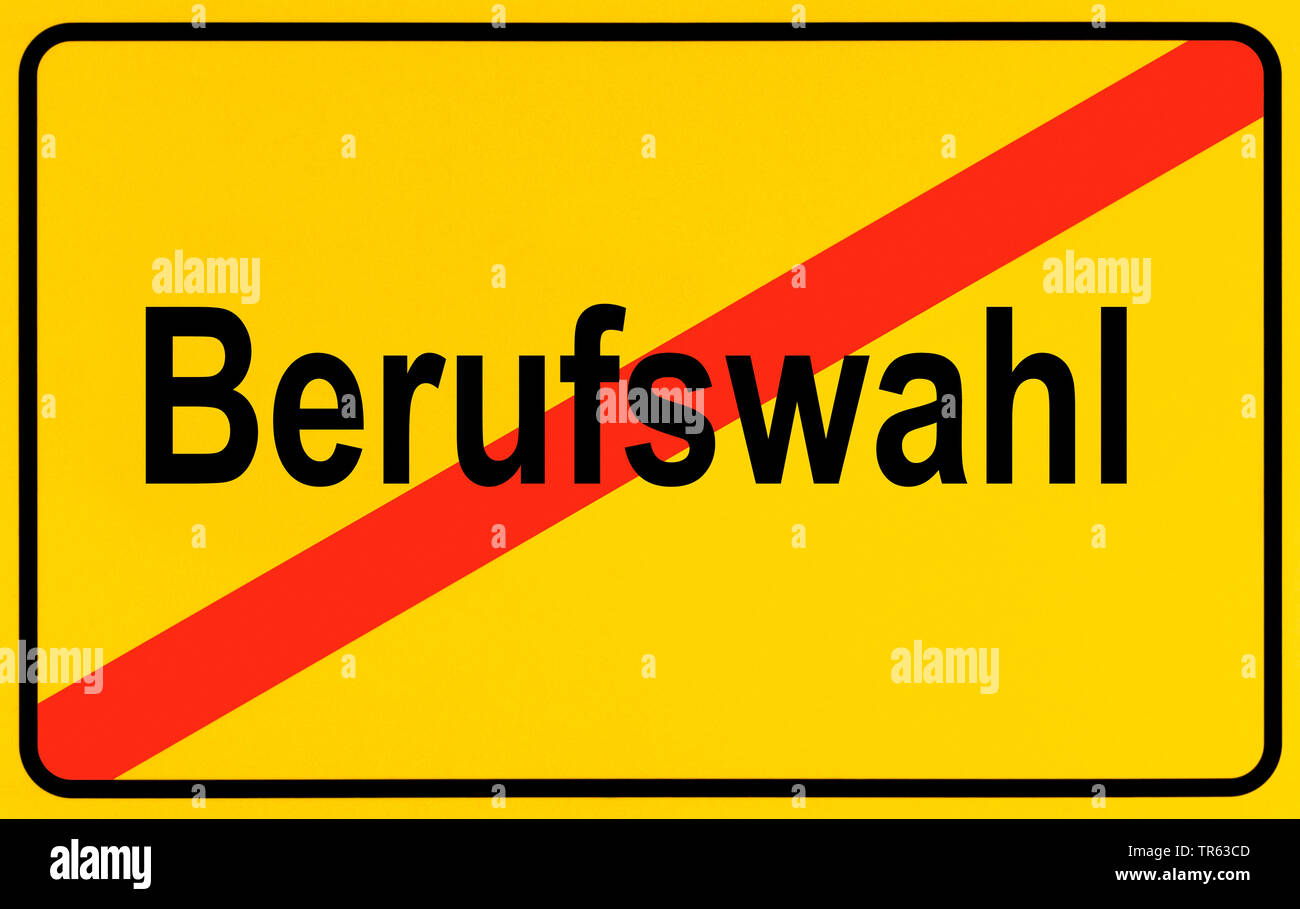 city limit sign Berufswahl, freedom of profession, Germany Stock Photo
