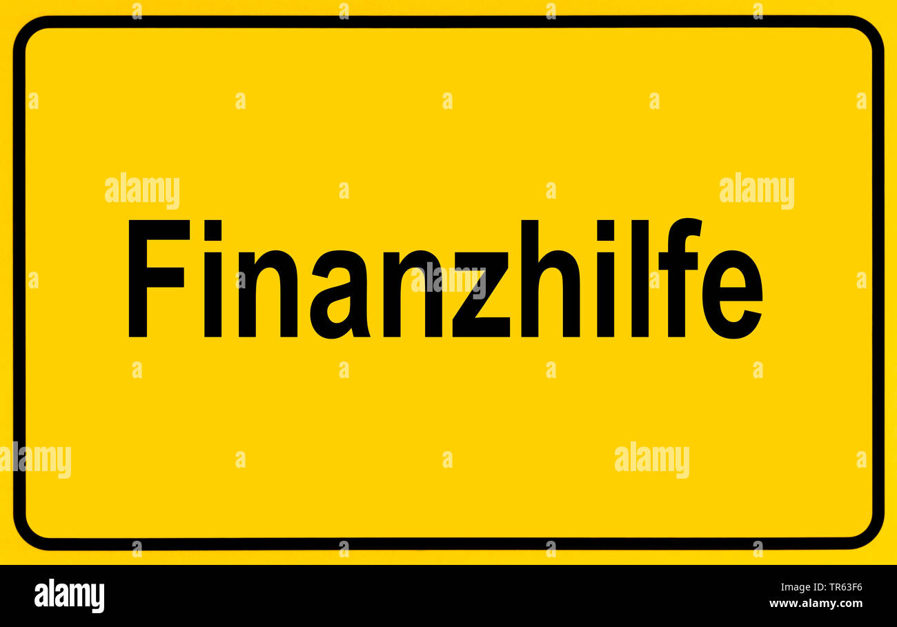 city limit sign Finanzhilfe, Germany Stock Photo