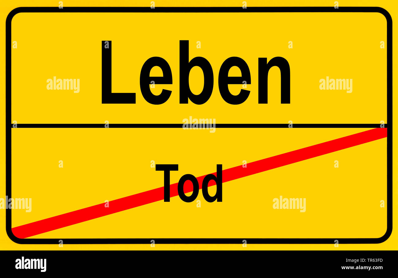 city limit sign Leben / Tod, life / death, Germany Stock Photo