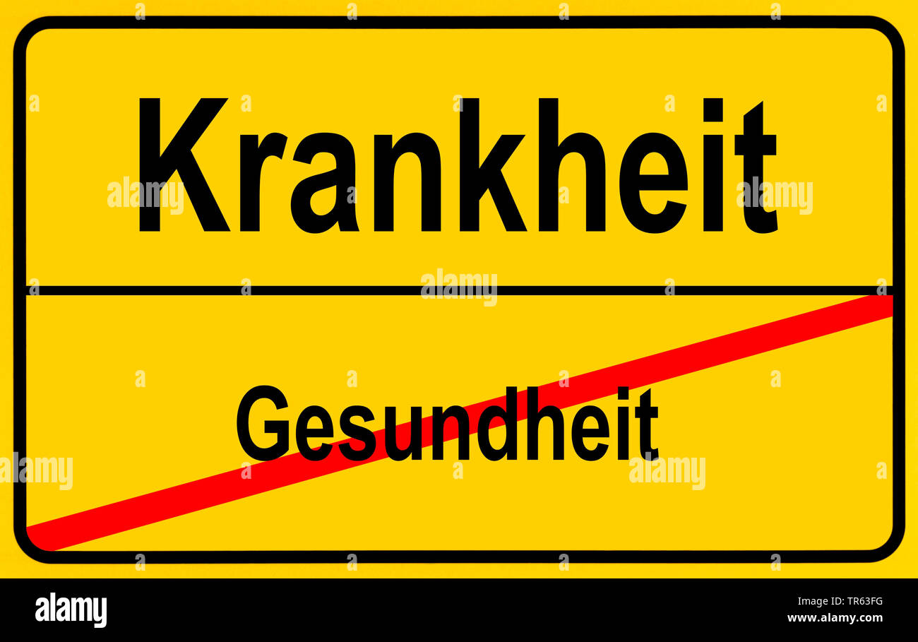city limit sign illness / Gesundheit, Germany Stock Photo