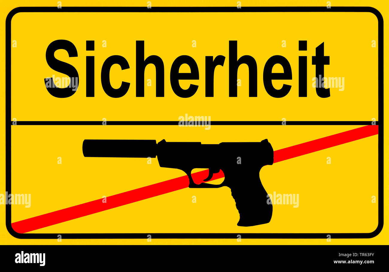 city limit sign Sicherheit / pistole, safety / pistol, Germany Stock Photo