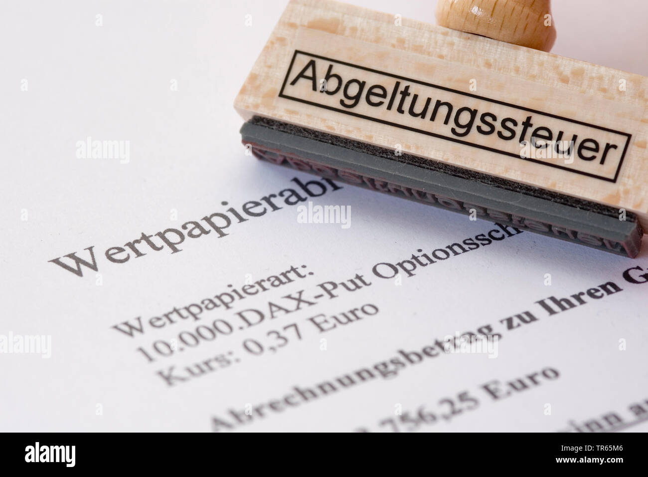 stamp with label Abgeltungssteuer, flat rate withholding tax, Germany