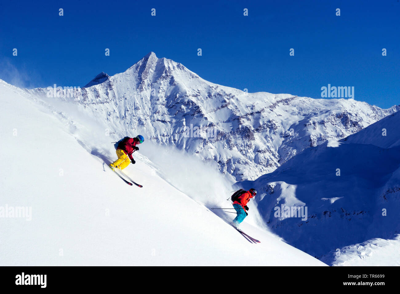 off-piste from the summit of La Grande Sassiere, France, Savoie, Val d Isere Stock Photo