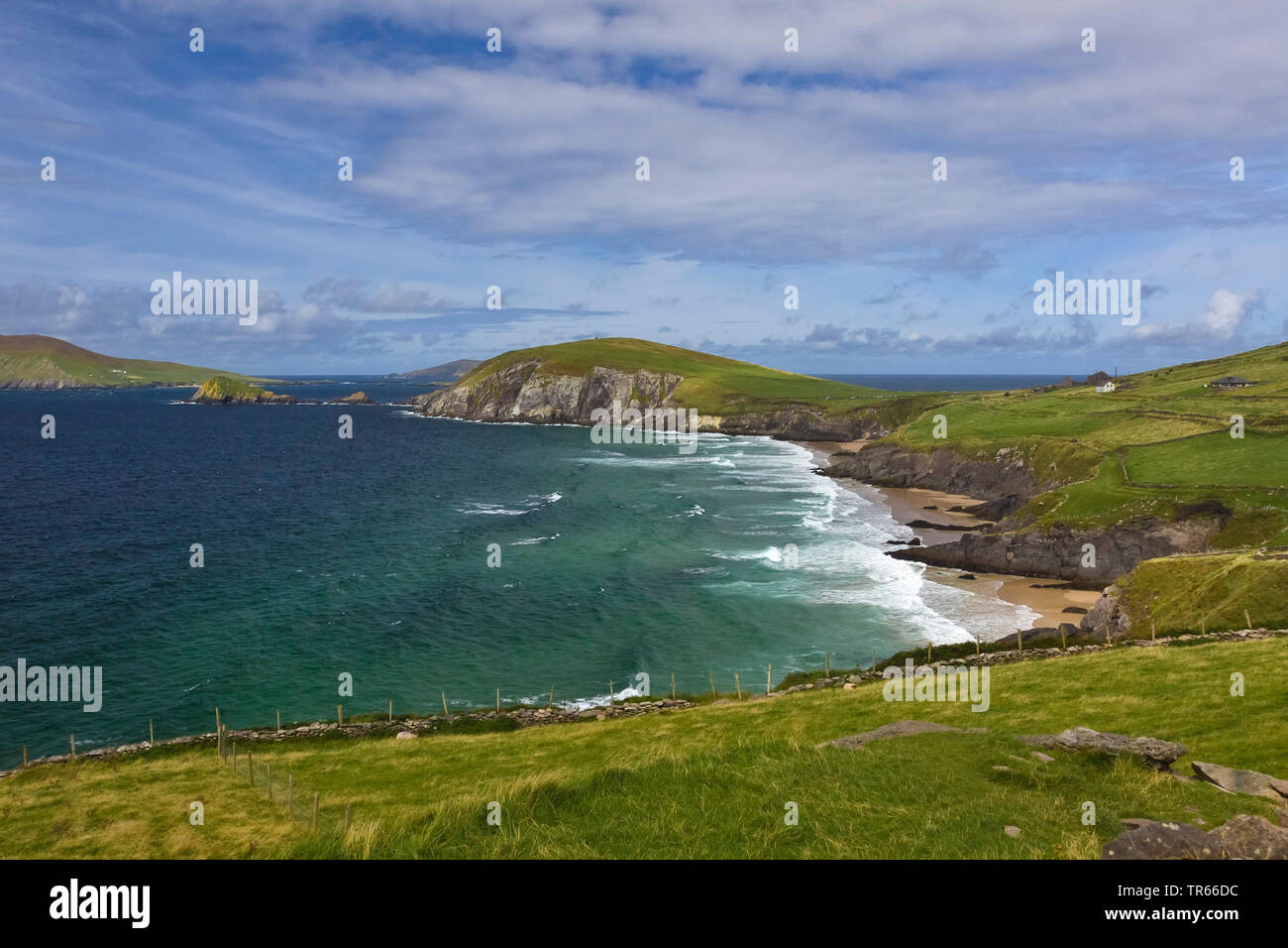 Rocky coast and sandy beaches of Dingle peninsula, Ring of Kerry, Ireland, County Kerry, Dingle