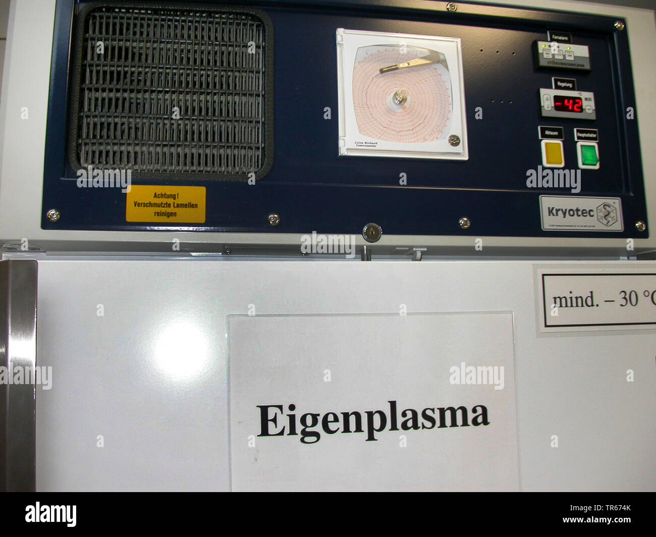 blood, storage of blood plasma, Germany Stock Photo