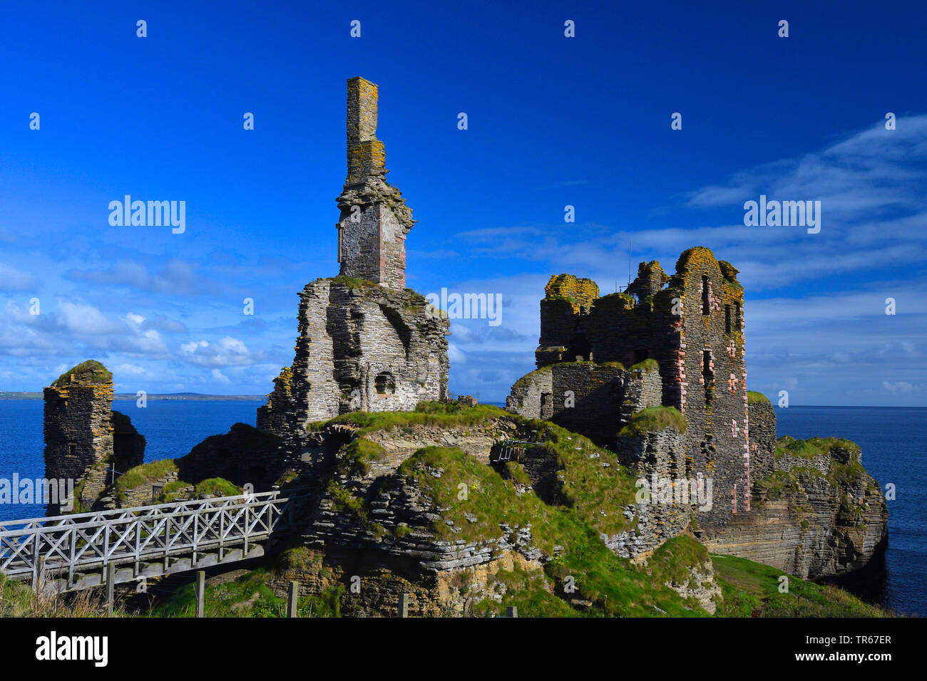Castle Sinclair Girnigoe, United Kingdom, Scotland, Caithness, Wick Stock Photo