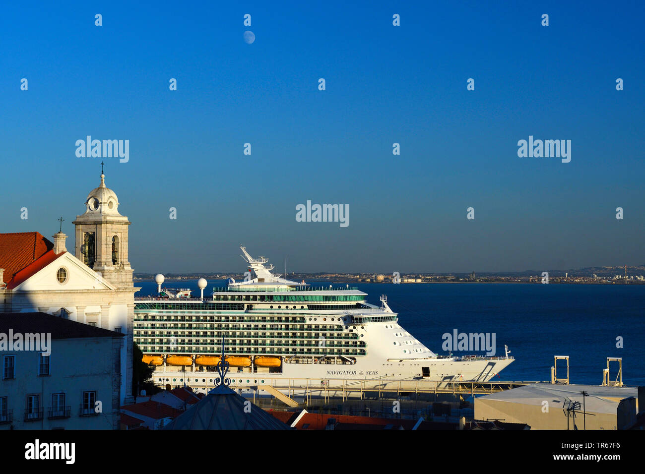 cruise ship on the river tagus, Portugal, Lisbon Stock Photo