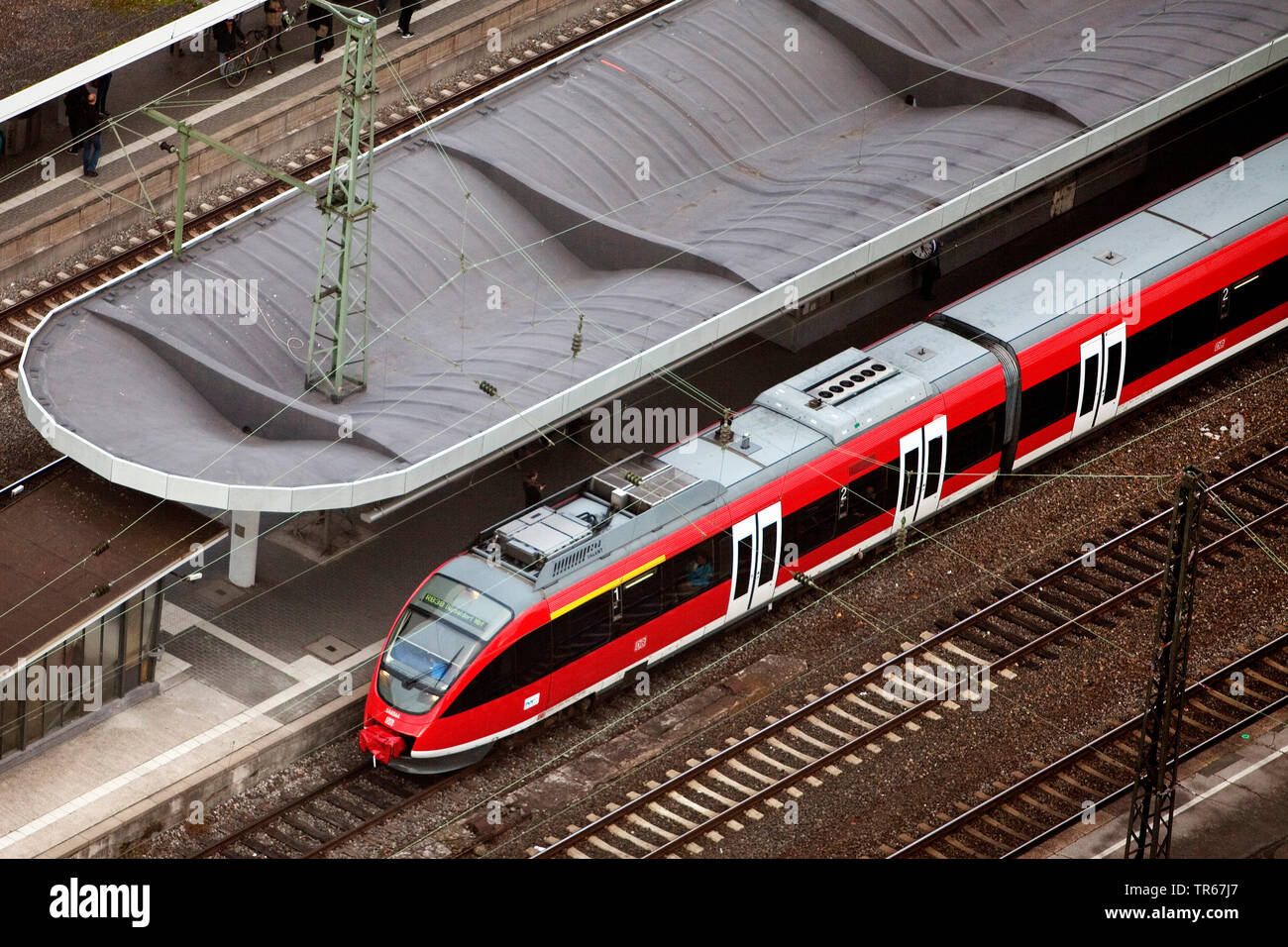 regional train at Deutz station from above, Germany, North Rhine-Westphalia, Rhineland, Cologne Stock Photo