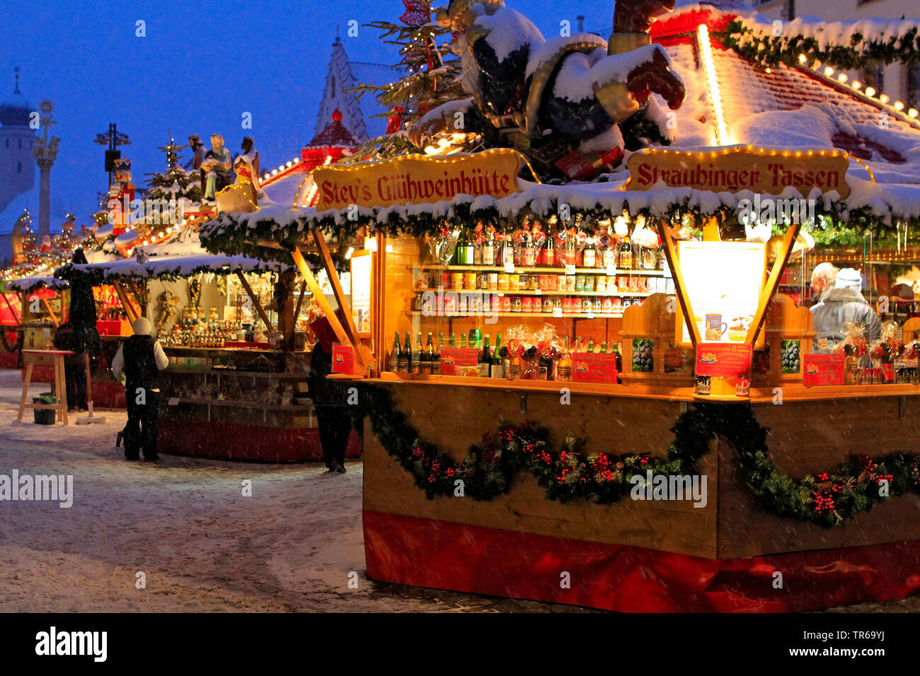 christmas market in Straubing, Germany, Bavaria, Straubing Stock Photo