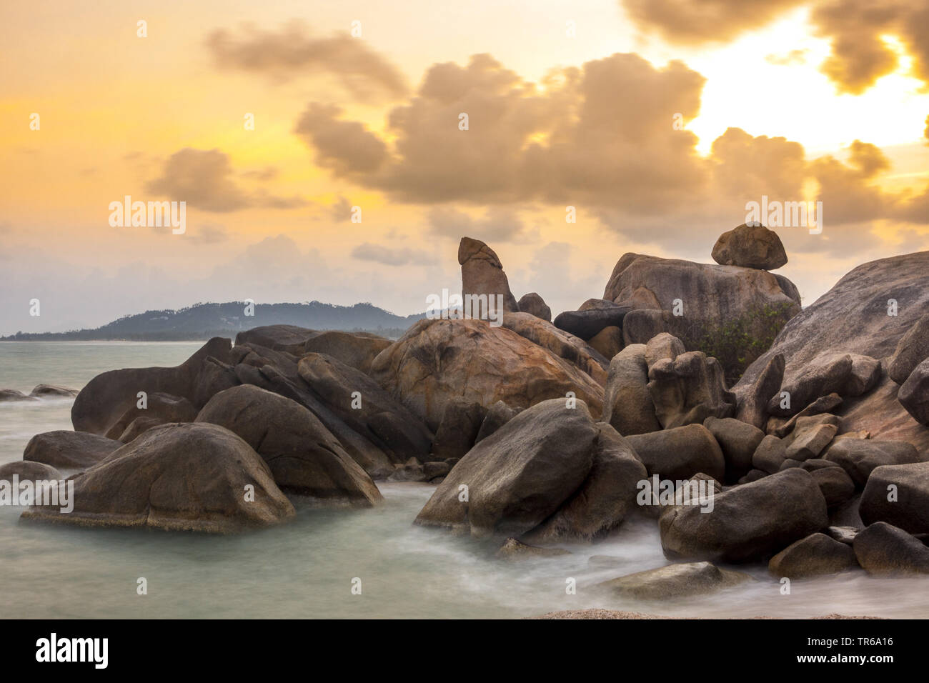 Ko Samui, Hin Ta and Hin Yai, Lamai Beach at sunset, Thailand, Ko Samui Stock Photo