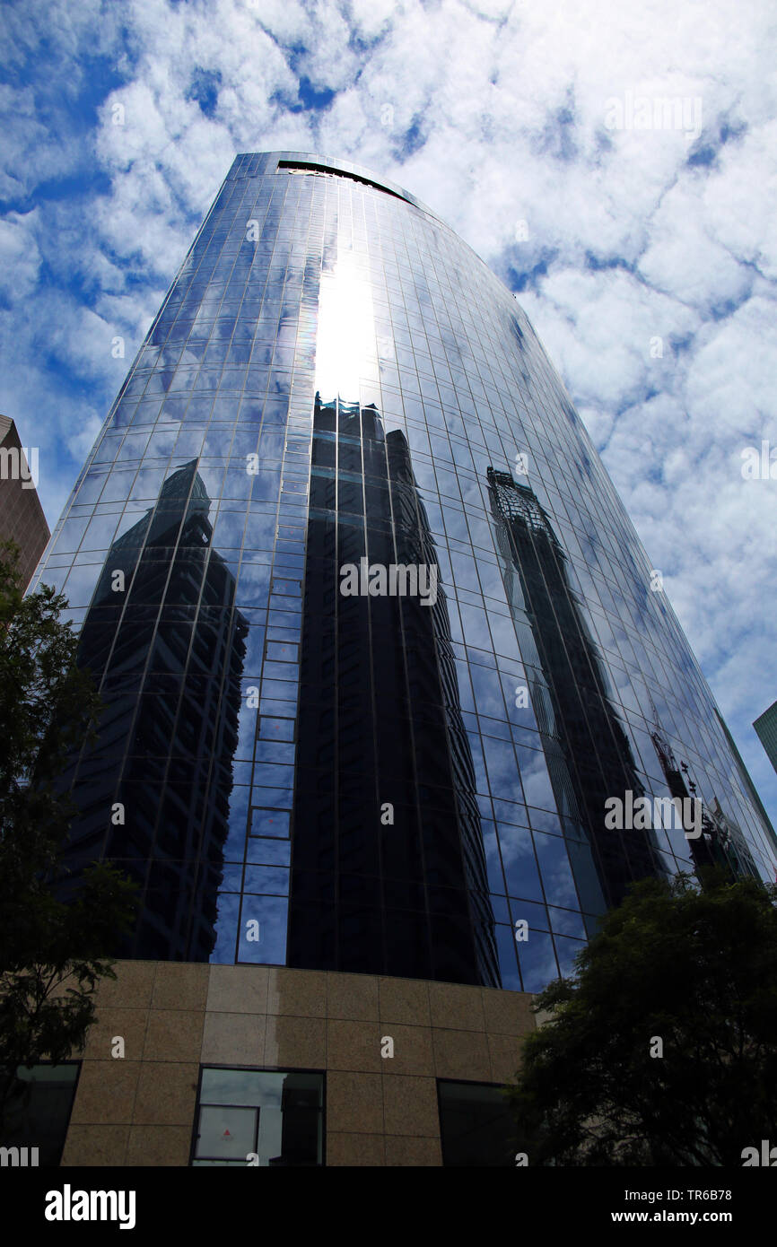 skycrapers reflecting in a glass cladding, Singapore Stock Photo