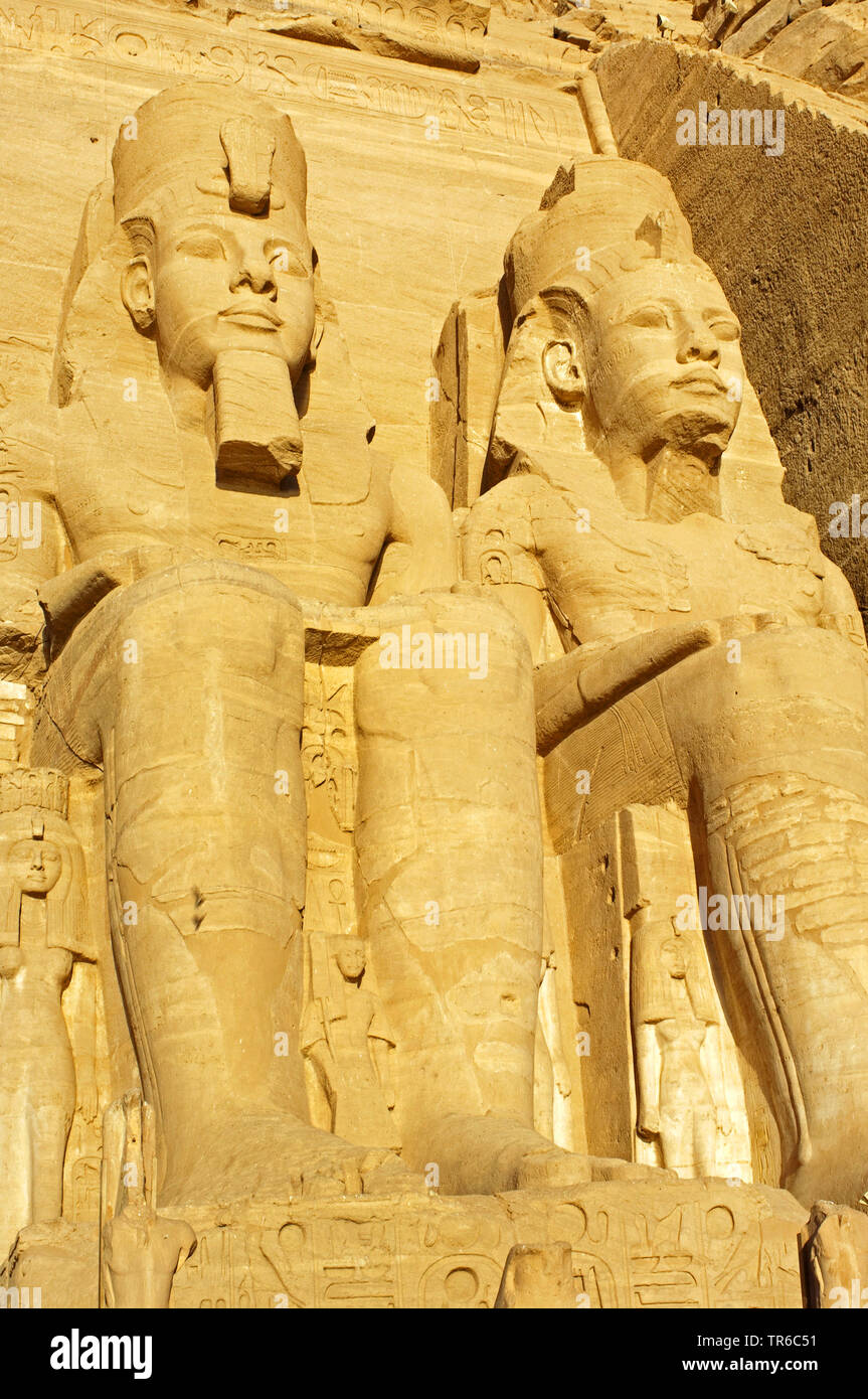 colossal statues of the Great Temple at Abu Simbel, Egypt, Gizeh Stock