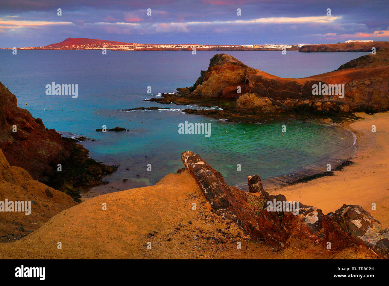 beach Playa de Papagayo, Canary Islands, Lanzarote Stock Photo