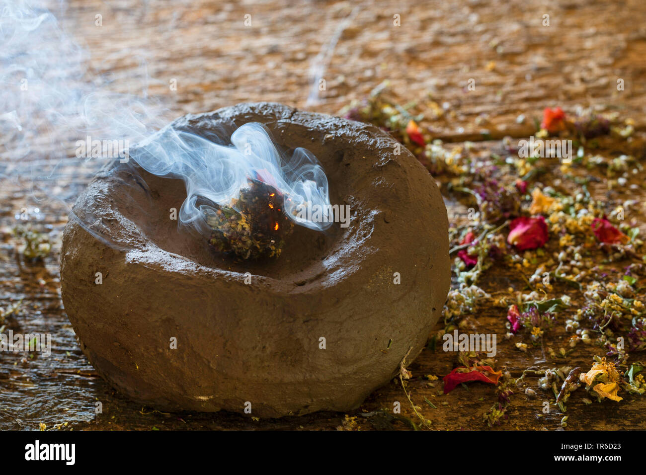 incense-burner with dried herbs, Germany Stock Photo