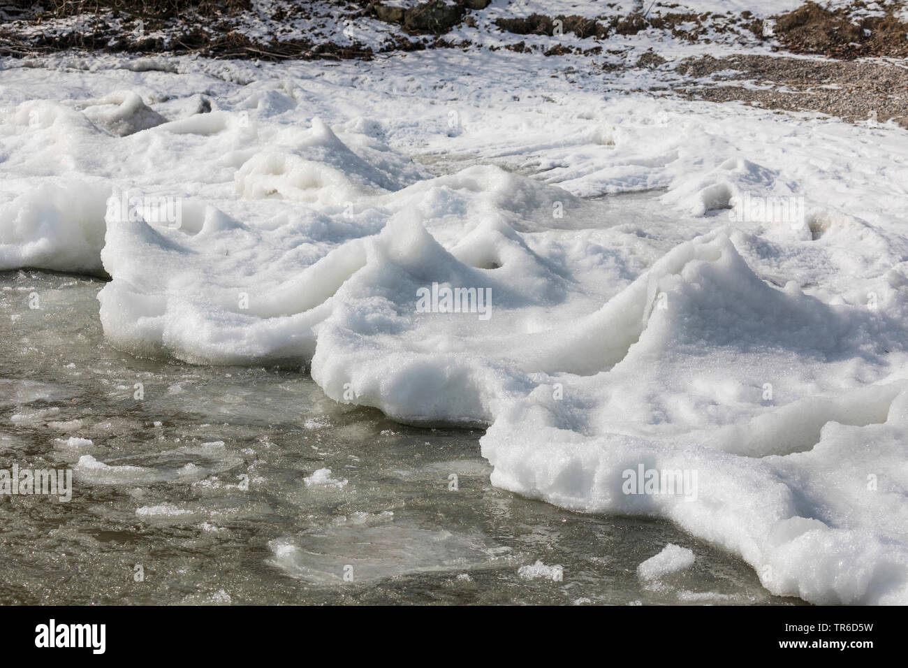 ices waves after winter storm, Germany, Bavaria, Lake Chiemsee Stock Photo