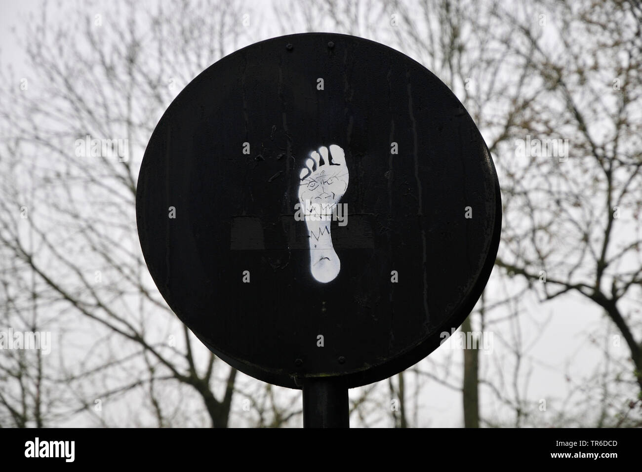 footpath sign, Germany, North Rhine-Westphalia Stock Photo