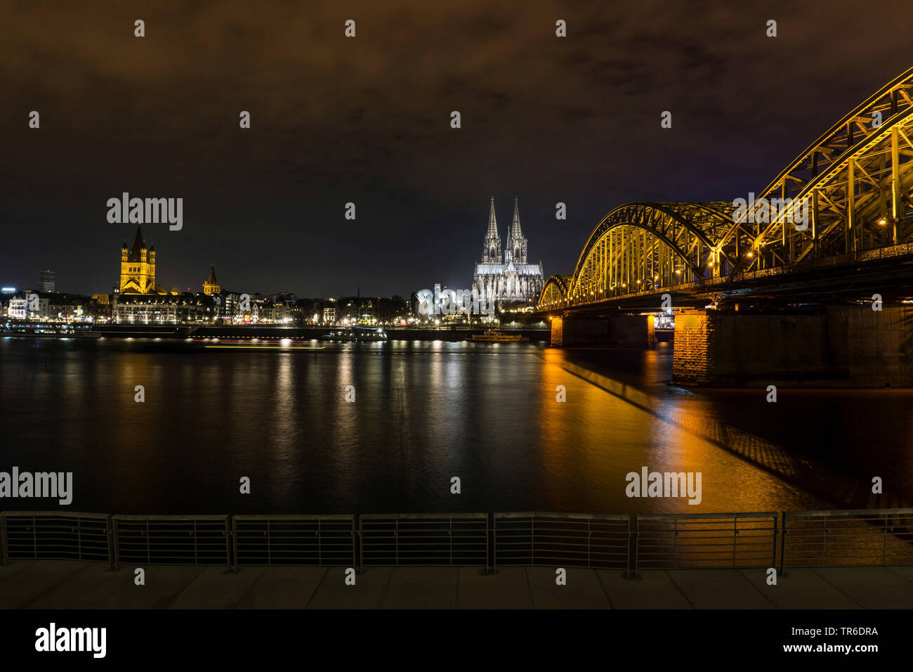 Cologne at night, Germany, North Rhine-Westphalia, Cologne Stock Photo