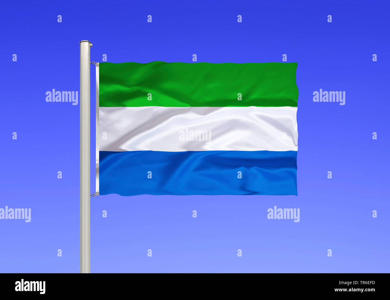 flag of Sierra Leone against blue sky, Sierra Leone Stock Photo - Alamy