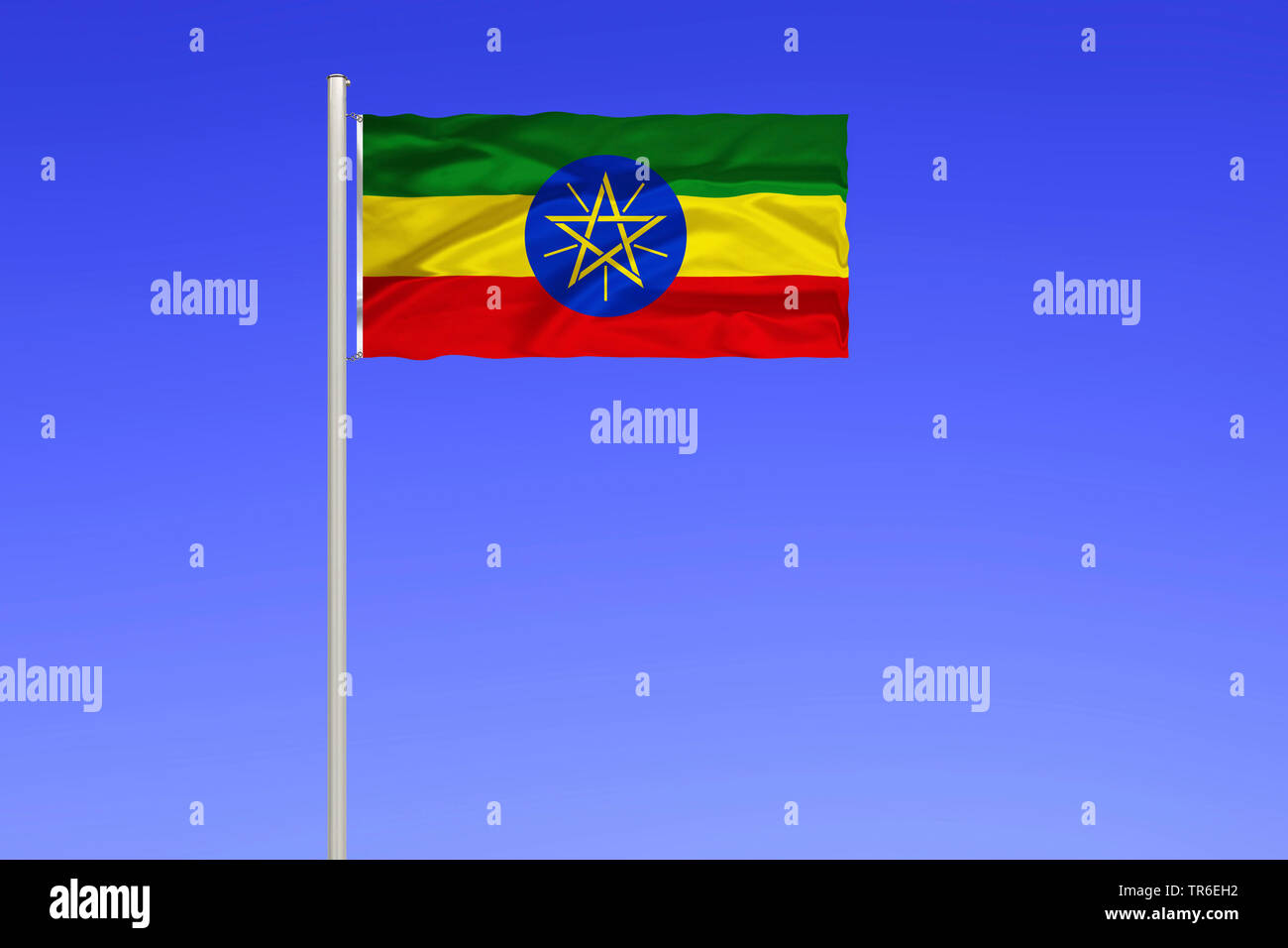 flag of Ethiopia against blue sky, Ethiopia Stock Photo - Alamy