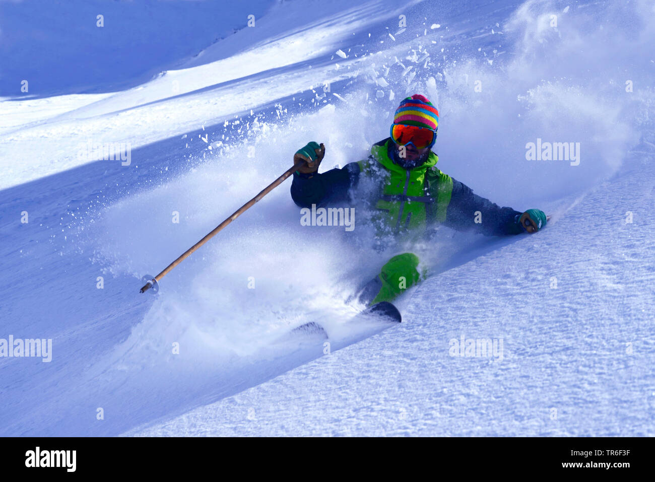 off-piste skiing on the mountain Bellecote, France, Savoie, Vanoise National Park, La Plagne Stock Photo