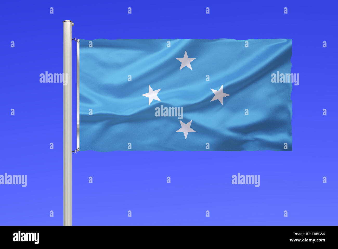 flag of Micronesia against blue sky, Federated States of Micronesia Stock Photo