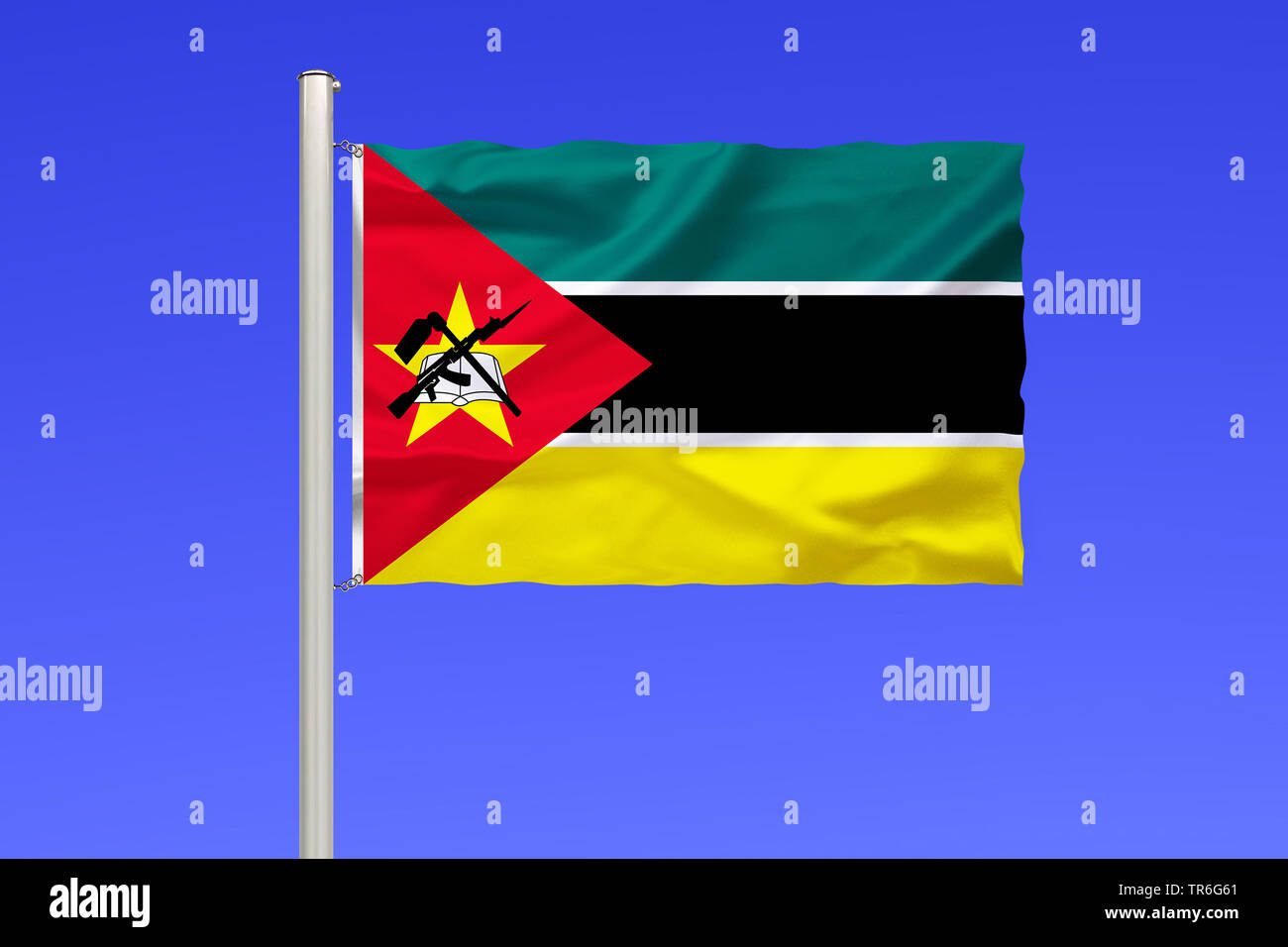 flag of Mozambique against blue sky, Mozambique Stock Photo Alamy