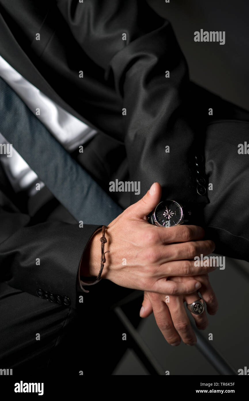 Man's hands with rings hi-res stock photography and images - Alamy
